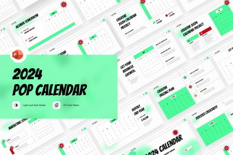2024 Pop Art Calendar PowerPoint Template
